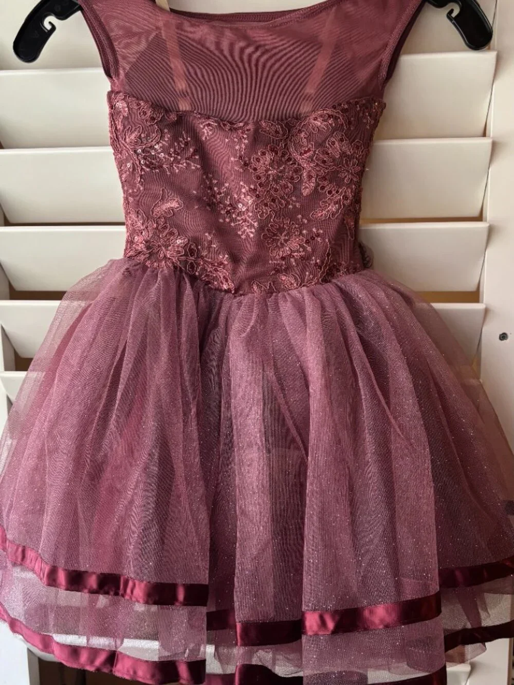 Sequin Lace Dance Costume Tutu Dress Mauve Dusty Rose Girls 5T